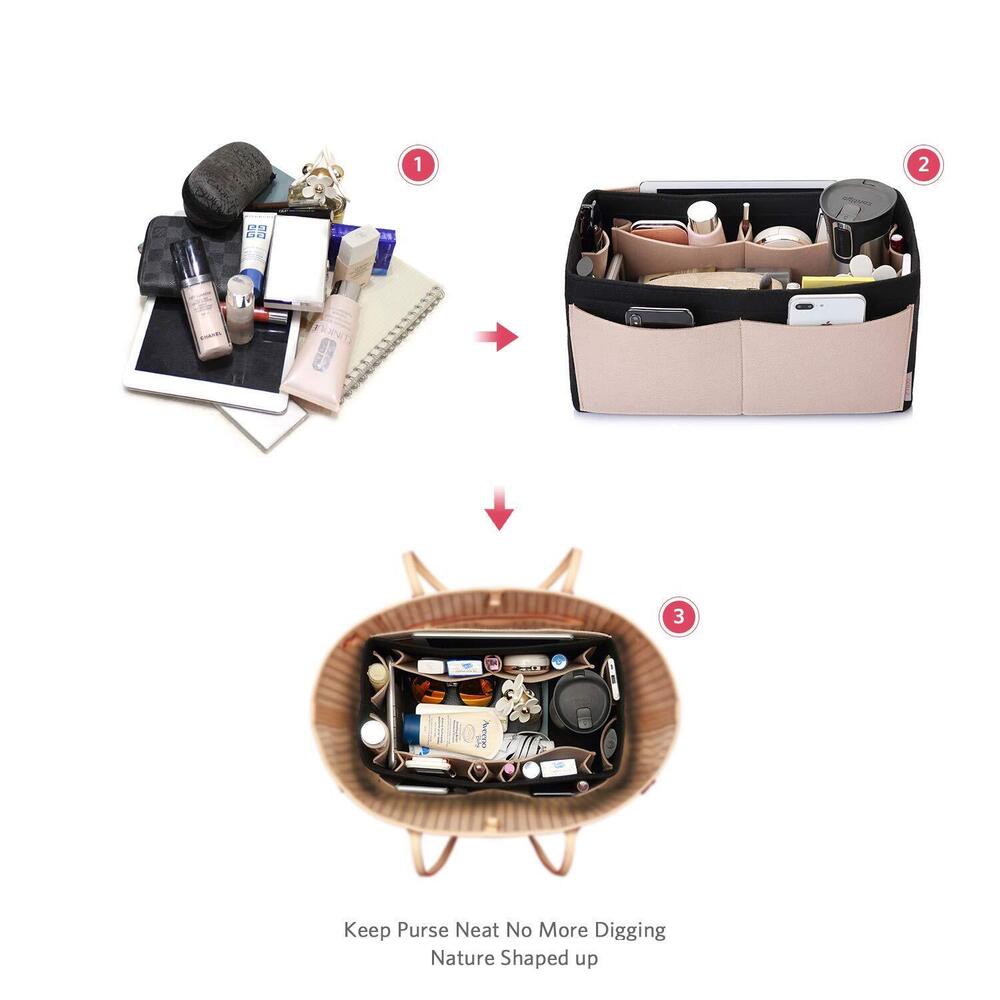8277 Felt Purse Organizer, Multi Pocket Bag in Bag Organizer For Tote & - Picture 6 of 8